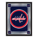A framed decorative mirror featuring the Washington Capitals logo and team colors.