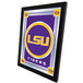 A white framed mirror with the Louisiana State University logo in purple and gold.
