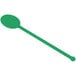 A green plastic stirrer with a long handle.