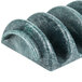 A blue and white polyethylene taco server shaped like green shells.