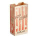 A Bagcraft EcoCraft popcorn bag with red and white stripes filled with popcorn.