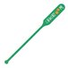 A green paddle with white text on it.