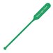 A green plastic stirrer with a customizable white paddle.
