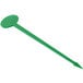 A green plastic oval pick with a point on the end.