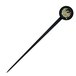 A black hair pin with a leaf design.