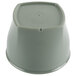 A grey plastic bowl with a white plastic lid with a hole in it.