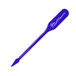 A blue rectangular plastic paddle pick with a signature on it.