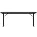 A black rectangular Correll folding table with off-set legs.