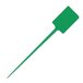 A green plastic pick with a long handle.