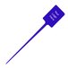 A blue plastic paddle with white text.