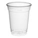 A clear plastic Fabri-Kal squat cup with a clear lid.