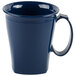 A navy blue Cambro insulated mug with a handle.