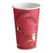 A red Solo paper hot cup with a bistro design on it.