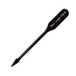 A close up of a black WNA Comet paddle pick with white text.