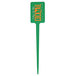 A green plastic rectangular pick with the word "drink" on it.