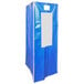A blue and white rectangular Curtron bun pan rack cover.