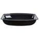 A black rectangular ribbed bowl with a black rim.