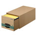 Bankers Box 1231101 25 1/2 inch x 14 inch x 11 1/2 inch Kraft / Green Letter Sized Heavy-Duty Corrugated Fiberboard Storage Drawer with Steel Frame - 6/Case