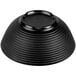 A Tablecraft black round ribbed melamine ramekin on a table.