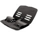 A black plastic stand with non-skid slots for a laptop.