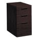 A mahogany HON 10500 Series three-drawer mobile pedestal filing cabinet.