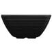 A black Tablecraft melamine ramekin with a curved square design.