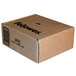 A brown cardboard box with black text reading "Fellowes 36052 Clear 24" x 9" x 3" 6-7 Gallon Shredder Bag"