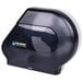 A black San Jamar Quantum jumbo toilet paper dispenser.