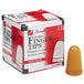 A white Swingline box with a black and white label containing 12 amber rubber finger tips.