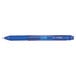 A blue Pentel EnerGel-X retractable roller gel pen with a blue barrel and black tip.