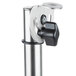 A metal pole with a black knob.