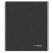 A close-up of a black Cambridge 1 subject linen covered spiral notebook.