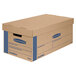 Banker's Box 006590 SmoothMove Prime 24 inch x 12 inch x 10 inch Kraft / Blue Small Moving Box with Lift Lid - 8/Case