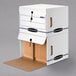 Bankers Box 00061 15 1/4 inch x 13 1/2 inch x 10 3/4 inch White/Blue End-Tab File Storage Box with Drop-Front Lid - 12/Case