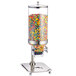 A Tablecraft stainless steel cereal dispenser with a clear container.