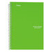 A green Mead spiral notebook with college rule paper.