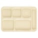 A white rectangular Carlisle tray with six square compartments.