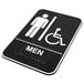 A black and white Vollrath Handicap Accessible men's restroom sign with a person and wheelchair symbol.