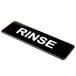 A black Vollrath Traex rinse sign with white text.