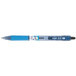 A Pilot B2P blue pen with a black tip and a blue cap.