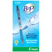 A box of 12 Pilot B2P ball point pens with translucent blue barrels.