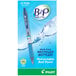 A box of 12 Pilot B2P blue ballpoint pens with translucent blue barrels.