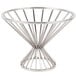 A silver metal Clipper Mill round wire basket with a cone shaped base.