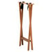 An American Metalcraft walnut wood tray stand with black straps.