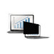 A Fellowes PrivaScreen privacy filter on a laptop with a graph on the screen.