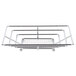 A Clipper Mill chrome plated iron square wire basket on a metal rack.