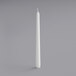 A white Hyoola taper candle in a gray background.