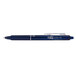 A navy Pilot FriXion Clicker pen with a silver clip.
