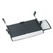 A black Fellowes keyboard drawer with a white handle.