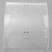 A clear acrylic bakery display case with clear plastic shelves and rear doors.